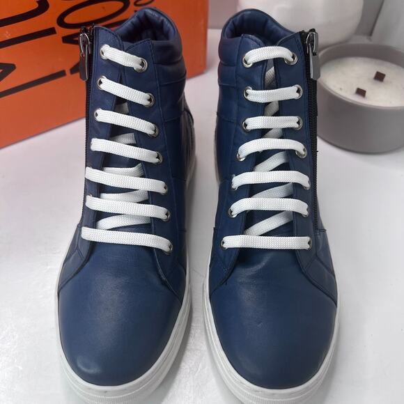 Miz Mooz Mosley Side Zip High Top Leather Sneaker Denim Women EU 38/7.5 NWB FLAW - Picture 5 of 12